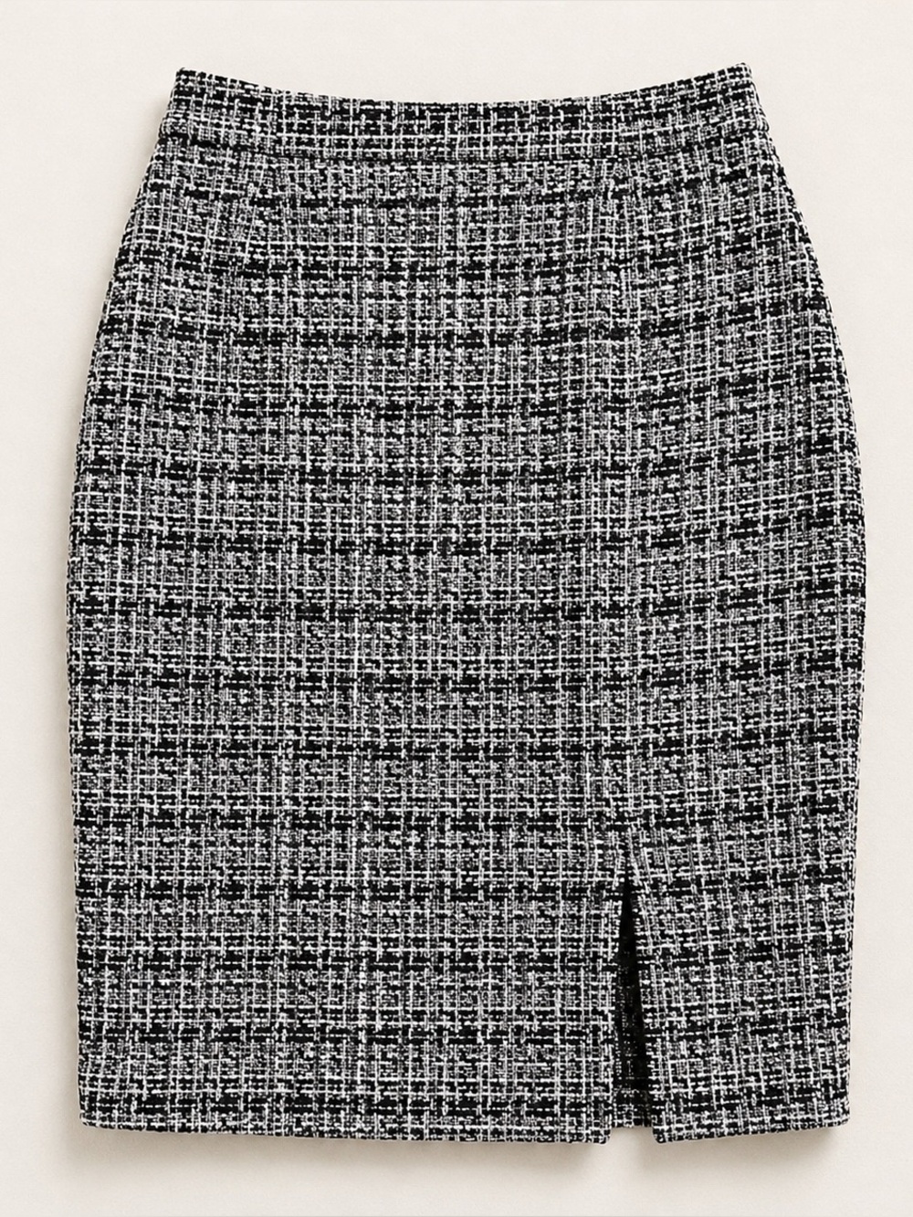 Kate Kasin Black White Tweed Pencil Skirt Size M